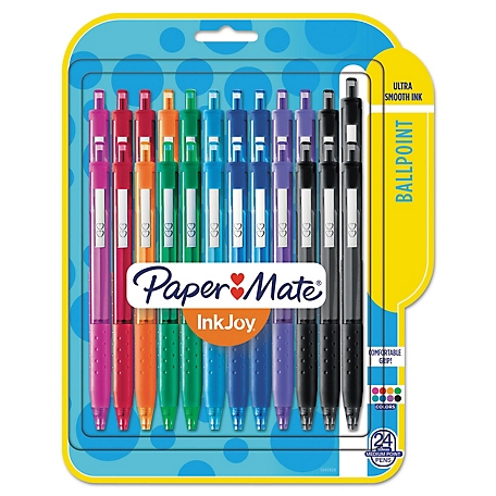 Paper Mate Inkjoy 300 RT Ballpoint Pens, Retractable, Medium 1 mm Tip, Assorted Ink and Barrel Colors, 24-Pack