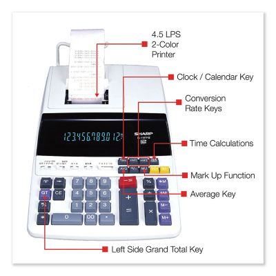 Image showing  2-Color Printing Desktop Calculator, Black/Red Print, 4.5 Lines/Sec