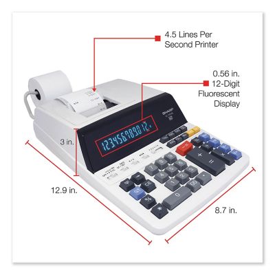Image showing  2-Color Printing Desktop Calculator, Black/Red Print, 4.5 Lines/Sec