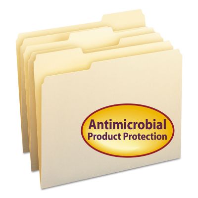 Smead Top Tab File Folders, Antimicrobial Product Protection, 1/3-Cut Tab, Letter Size, Manila, 100 pk.