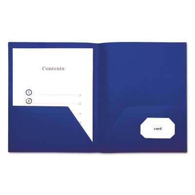 Universal 2-Pocket Plastic Folders, 11 x 8-1/2in., Navy Blue, 10-Pack