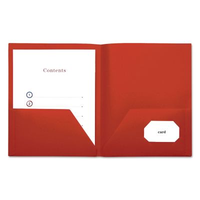 Universal 2-Pocket Plastic Folders, 11 x 8-1/2in., Red, 10-Pack