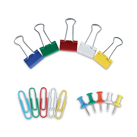 Universal Combo Clip Pack, 380 Paper Clips, 280 Push Pins and 46 Binder Clips