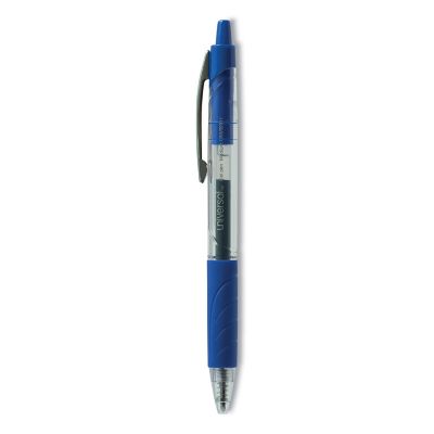 Universal Comfort Grip Gel Pens, Retractable, Medium, Blue Ink, Clear/Blue Barrel, 36-Pack