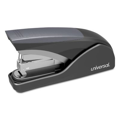 Universal Deluxe Power Assist Flat-Clinch Full Strip Stapler, 25-Sheet Capacity, Black/Gray