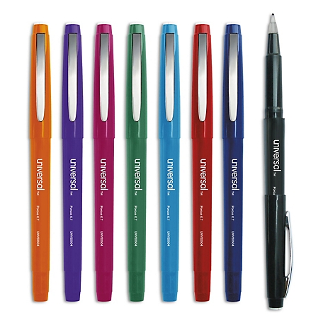 Universal Porous Point Pens, Stick, Medium, Assorted Ink and Barrel Colors, 8-Pack