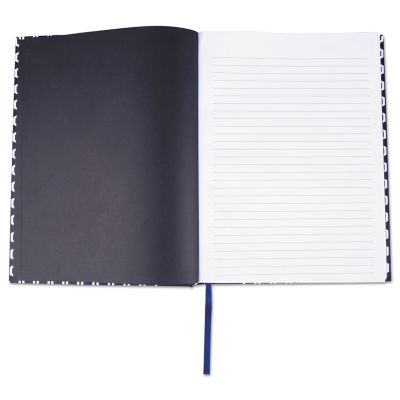 Image showing  Casebound Hardcover Notebook, Wide/Legal Rule, Blue/Hex Pattern, 10 in. x 8 in., 150 Sheets