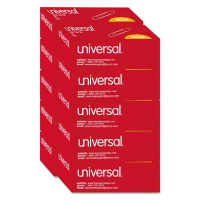 Universal Paper Clips, Smooth, Jumbo, Silver, 100 Clips/Box, 10-Pack