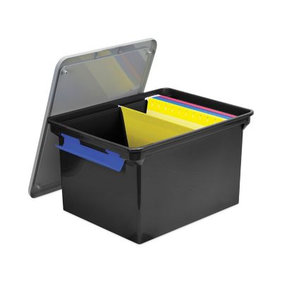 Image showing  Portable File Tote with Locking Handles, Letter/Legal Files, 19 in. x 14 in. x 11 in., Black/Silver