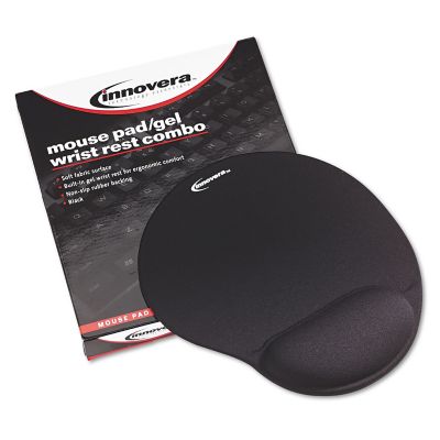 Image showing 1 th Innovera Mouse Pad with Gel Wrist Pad, Nonskid Base, 10-3/8 in. x 8-7/8 in., Black