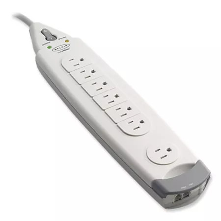 Belkin Surgemaster Home Series 7-Outlet Surge Protector 12-Foot Cord 1045 J White Surge Protectors