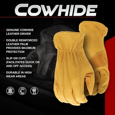 Image showing  Men's Cowhide Leather Driver Work Gloves, 1-Pair