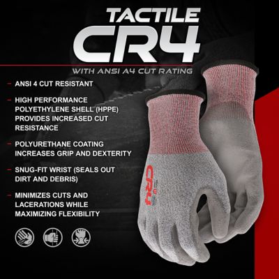Image showing  Unisex Adult Tactile CR4 Cut-Resistant PU Work Gloves, 1-Pair