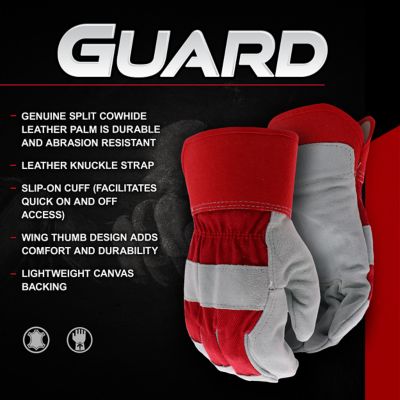 Image showing  Men's Guard Split Cowhide Leather Palm Work Gloves, 1-Pair