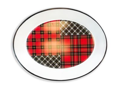 Bella Bug Plaid Patchwork Oval Tray