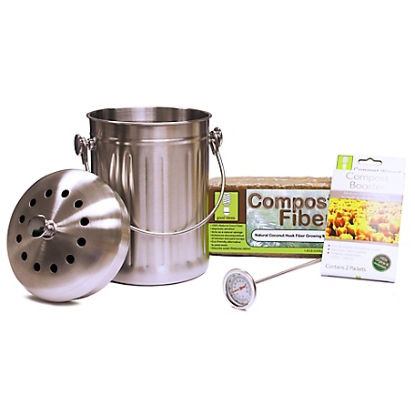 Good Ideas 3 qt. Compost Wizard Essentials Compost Kit, Stainless Steel