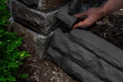 Good Ideas Garden Wizard Stone Landscape Border Wall Finish Kit, Dark Granite