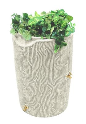 Good Ideas 50 gal. Impressions Bark Rain Saver Barrel, Sandstone