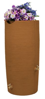 Image showing  50 gal. Impressions Bark Rain Saver Barrel, Terra Cotta