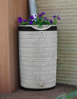 Image showing  50 gal. Impressions Downton Rain Saver Barrel, Light Granite, Darkened Ribs