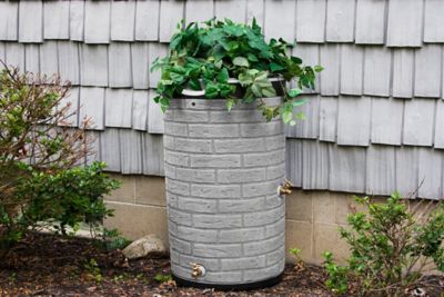 Image showing  50 gal. Impressions Downton Rain Saver Barrel, Light Granite, Darkened Ribs
