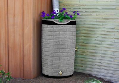 Image showing  50 gal. Impressions Downton Rain Saver Barrel, Light Granite, Darkened Ribs