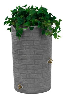 Good Ideas 50 gal. Impressions Downton Rain Saver Barrel, Light Granite