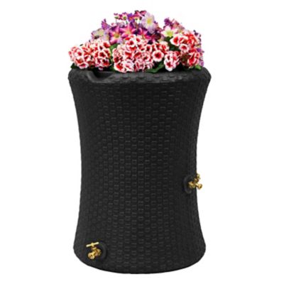 Good Ideas 50 gal. Impressions Nantucket Rain Saver Barrel, Black