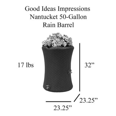 Image showing 5 th Good Ideas 50 gal. Impressions Nantucket Rain Saver Barrel, Black