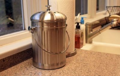 Image showing  3 qt. Kitchen Accents Stainless Steel Kitchen Composter Pail