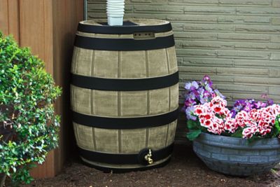 Image showing  50 gal. Rain Vault Rain Barrel, Khaki, Darkened Ribs