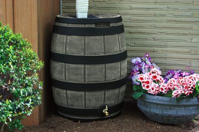 Image showing  50 gal. Rain Vault Rain Barrel, Oak, Darkened Ribs