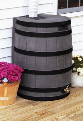 Image showing  40 gal. Rain Wizard Rain Barrel, Oak, Darkened Ribs