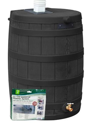 Good Ideas 50 gal. Rain Wizard Rain Barrel, Black, Diverter Kit