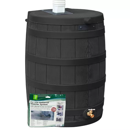 Good Ideas 50 gal Rain Wizard Rain Barrel Black Diverter Kit Rain Barrels