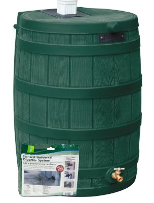 Good Ideas 50 gal. Rain Wizard Rain Barrel, Green, Diverter Kit