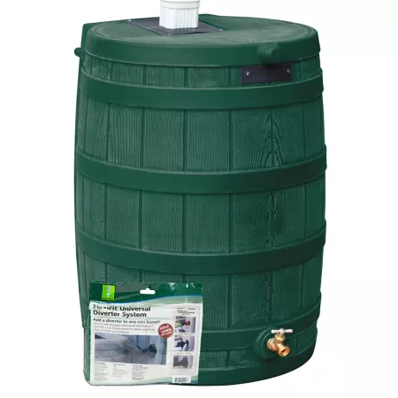 Good Ideas 50 gal Rain Wizard Rain Barrel Green Diverter Kit Rain Barrels