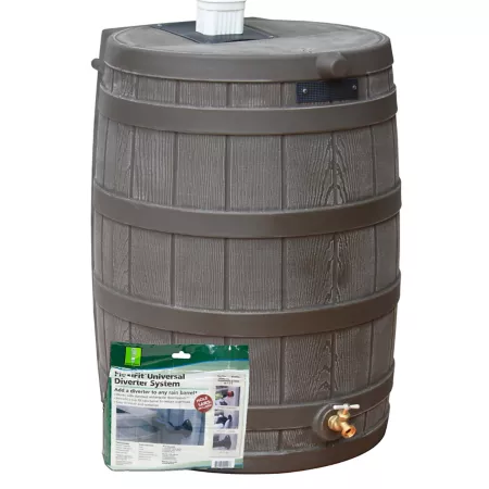 Good Ideas 50 gal Rain Wizard Diverter Kit Oak Rain Barrels