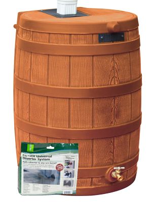 Good Ideas 50 gal. Rain Wizard Rain Barrel, Terra Cotta, Diverter Kit