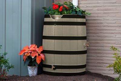 Image showing  65 gal. Rain Wizard Rain Barrel with Darkened Ribs, Khaki