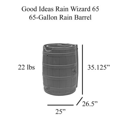 Image showing 5 th Good Ideas 65 gal. Rain Wizard Rain Barrel with Darkened Ribs, Khaki