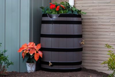 Image showing  65 gal. Rain Wizard Rain Barrel, Dark Ribbed Oak
