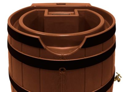 Image showing  65 gal. Rain Wizard Rain Barrel, Dark Ribbed Terra Cotta