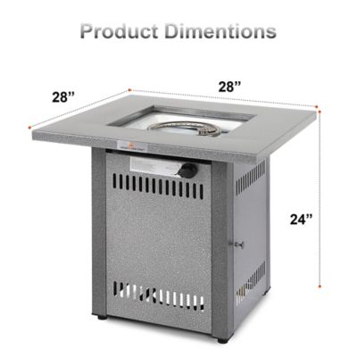 Image showing  28 in. Propane Gas Fire Pit Table for Outside Patio, Hammered Silver