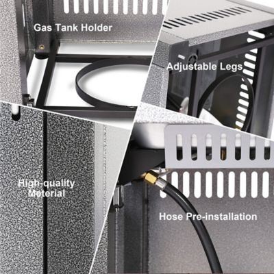 Image showing  28 in. Propane Gas Fire Pit Table for Outside Patio, Hammered Silver