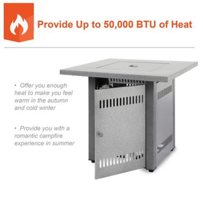 Image showing 6 th Legacy Heating 28 in. Propane Gas Fire Pit Table for Outside Patio, Hammered Silver