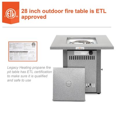 Image showing 7 th Legacy Heating 28 in. Propane Gas Fire Pit Table for Outside Patio, Hammered Silver
