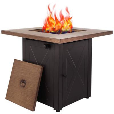 Legacy Heating 28 in. Wood-Look Propane Fire Pit Table for Outside Patio