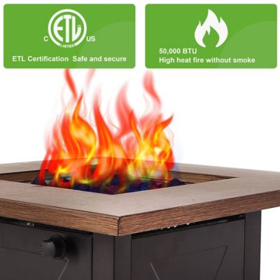 Image showing  28 in. Wood-Look Propane Fire Pit Table for Outside Patio