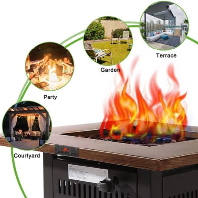 Image showing  28 in. Wood-Look Propane Fire Pit Table for Outside Patio